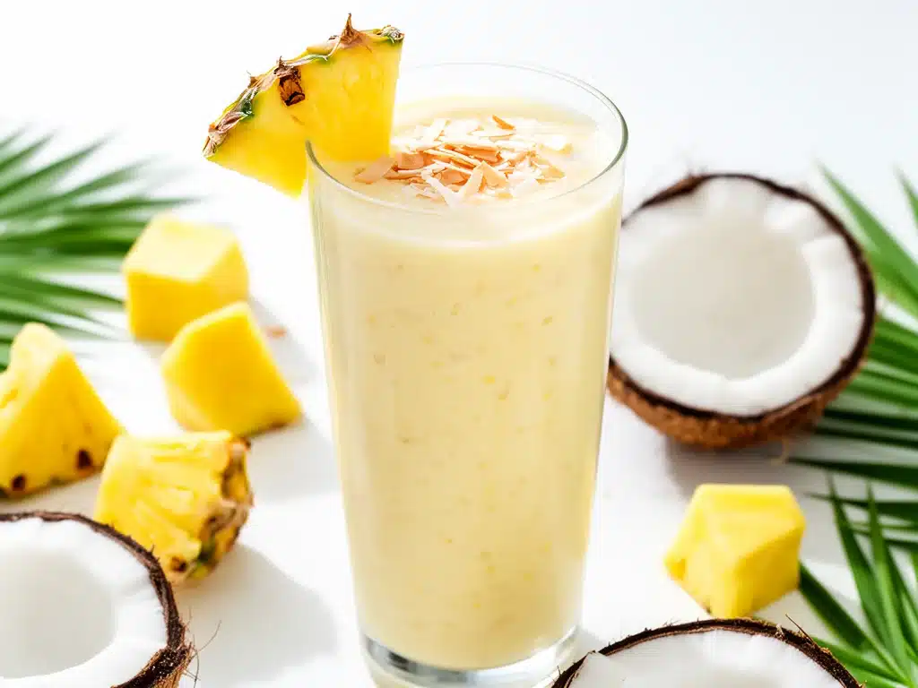 tropical pineapple coconut smoothie - featured image