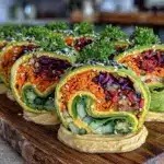 back to school rainbow veggie wraps with hummus - featured image