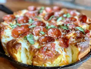 cast iron skillet deep dish pizza - featured image