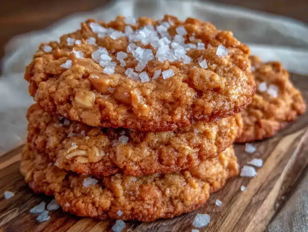 Chewy Peanut Butter Oatmeal Cookies with Sea Salt - featured image