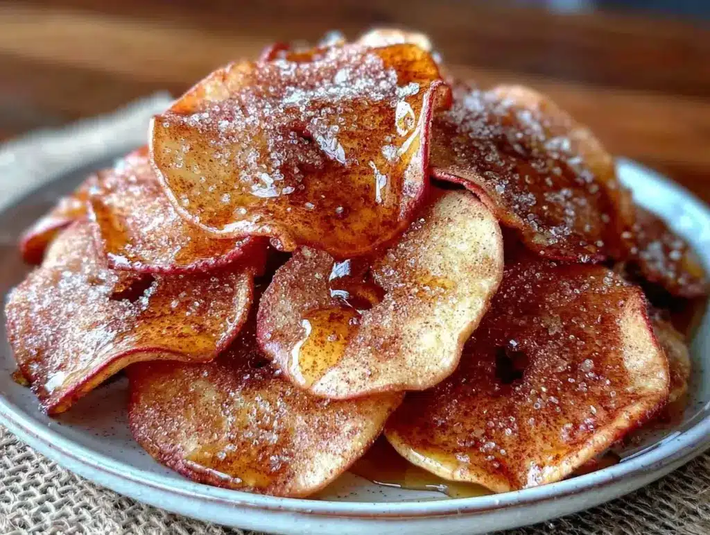cinnamon sugar baked apple chips - featured image