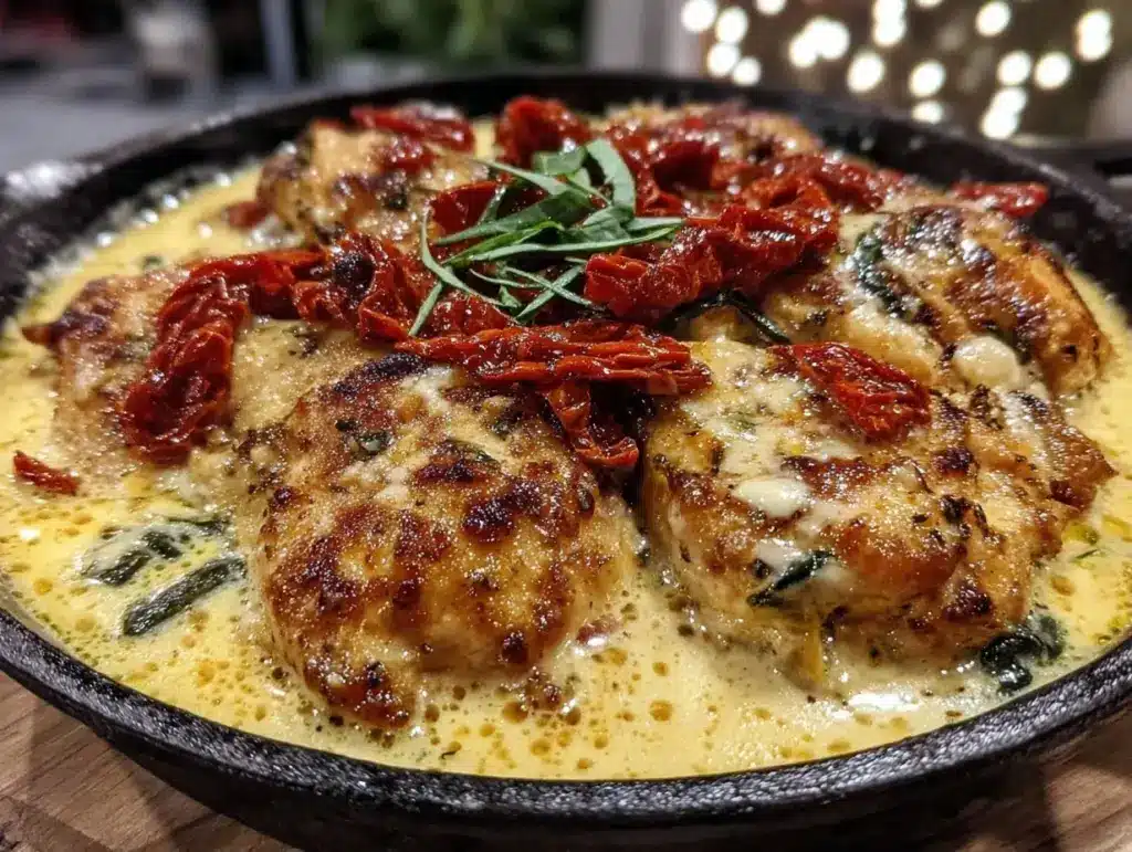 creamy tuscan garlic chicken skillet - featured image