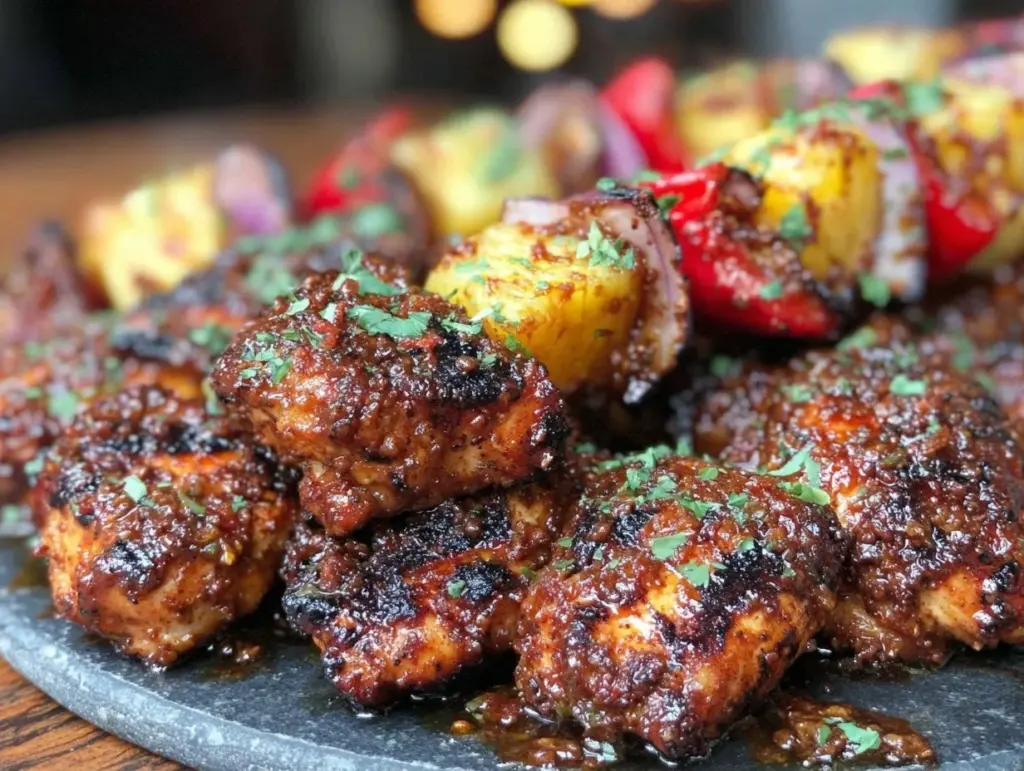 honey chipotle grilled chicken skewers - featured image