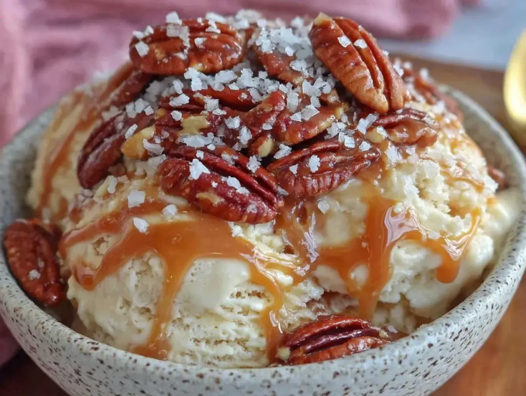 keto no-churn salted caramel ice cream - featured image