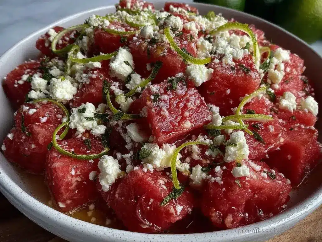 labor day watermelon feta mint salad - featured image