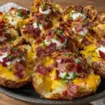 loaded baked potato skins with bacon - featured image