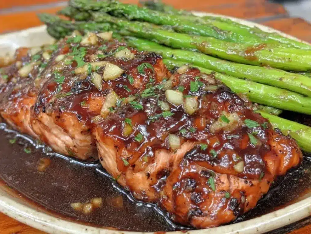 one pan honey garlic salmon - featured image