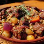 slow cooker beef and barley stew - featured image