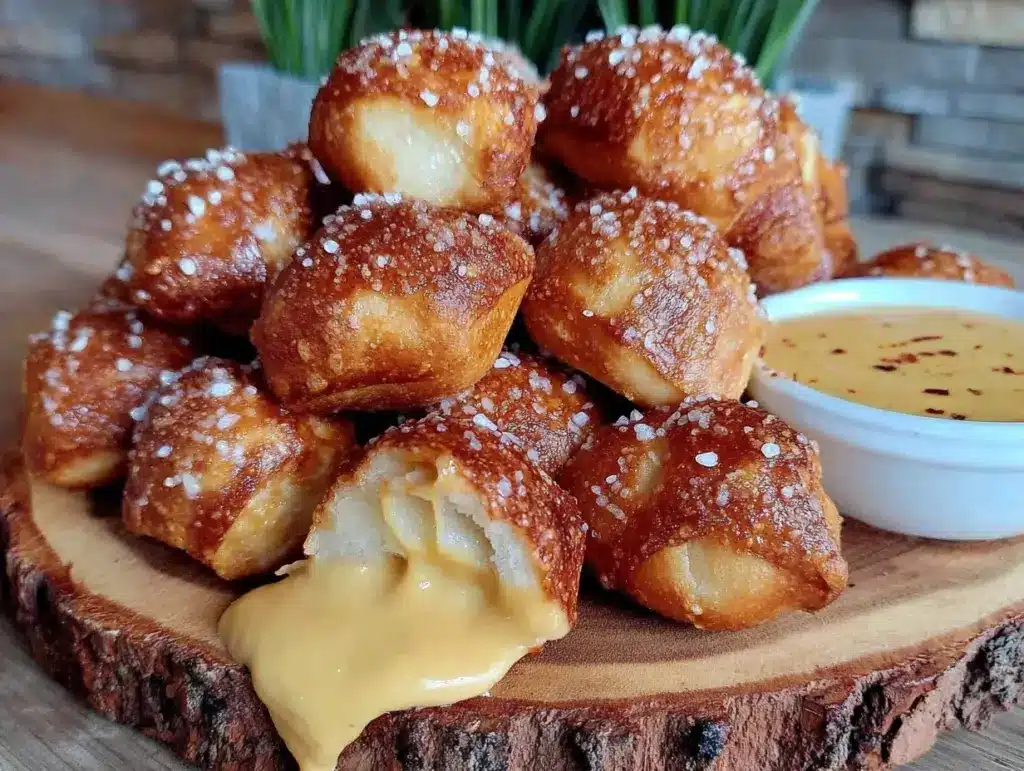 smoked beer cheese pretzel bites - featured image