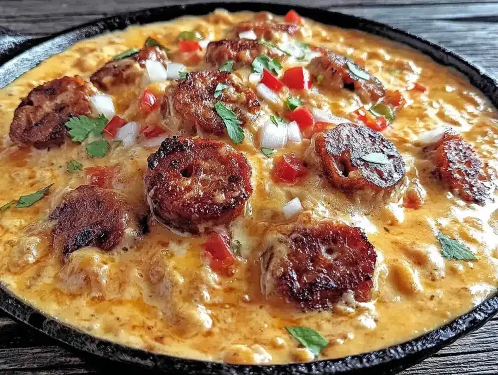 smoked sausage queso skillet - featured image