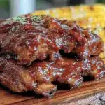 smoky bourbon bbq ribs - featured image