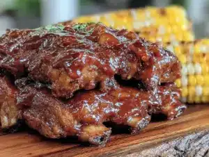 smoky bourbon bbq ribs - featured image