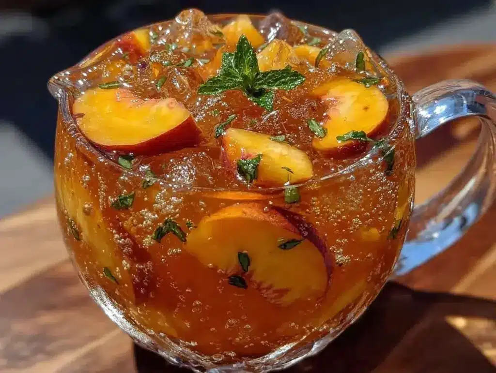 spiked peach bourbon lemonade - featured image